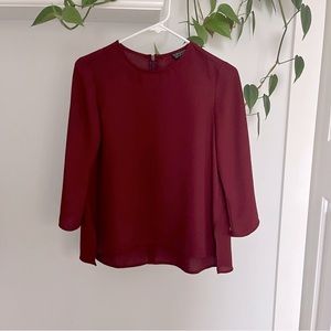 Topshop Red 3/4 Sleeve Blouse
